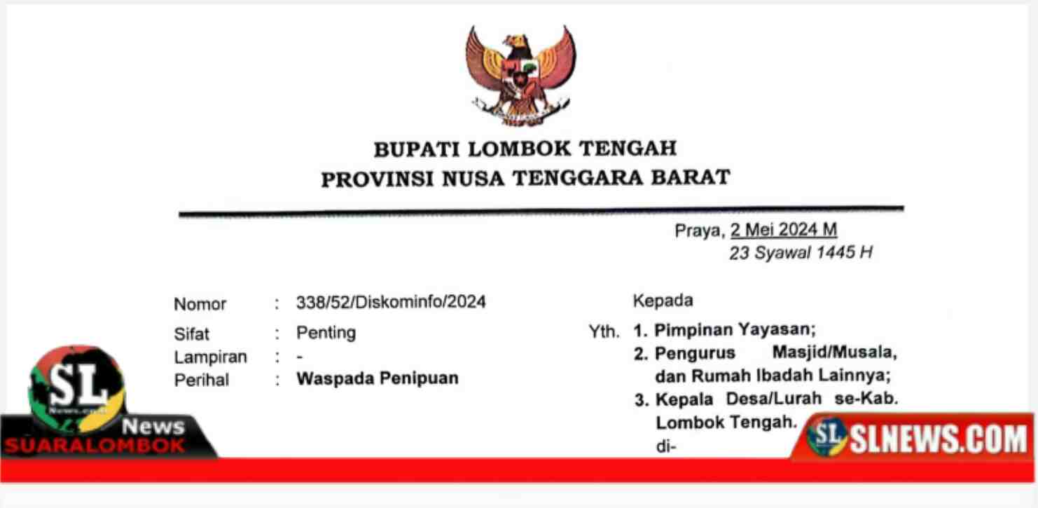 Bupati Lombok Tengah Terbitkan Himbauan