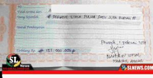 Kwitansi dana yang diterima oknum PPK Janapria
