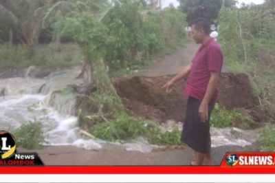 Jalan putus akibat air bah di Lombok Tengah