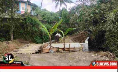 Proyek Jembatan di Desa Pandan Tinggang Yang Ditanami Pohon Pisang