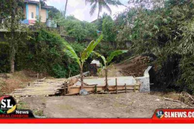 Proyek Jembatan di Desa Pandan Tinggang Yang Ditanami Pohon Pisang
